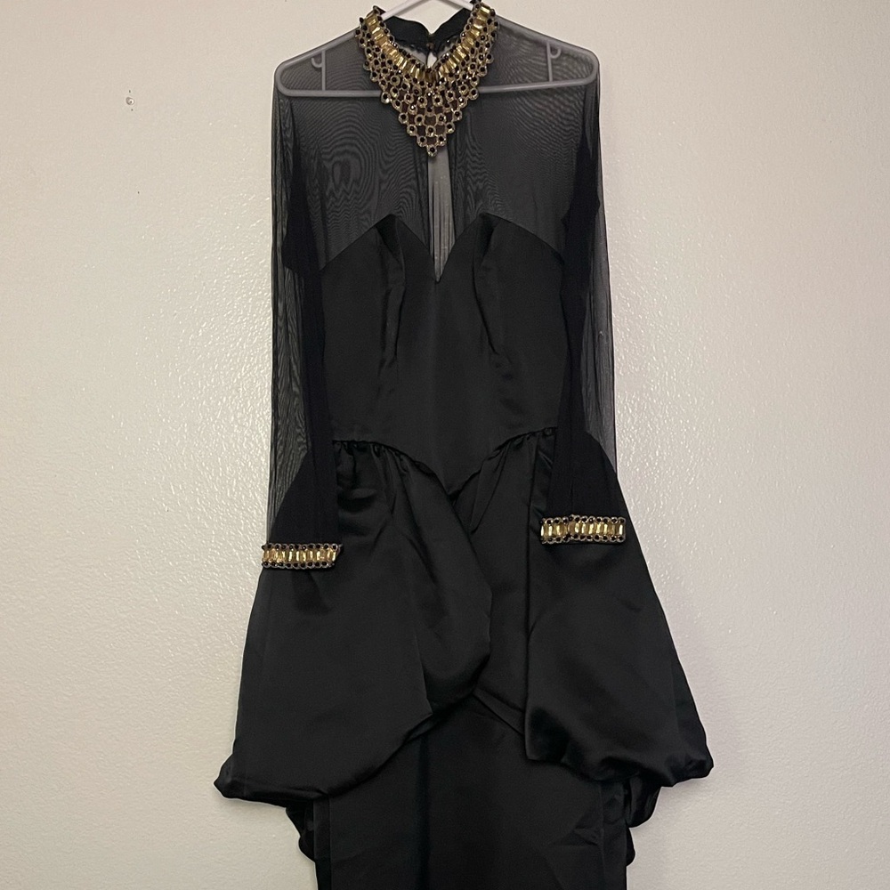 YT by Travilla 1980s Vintage Mesh & Beaded Neckline Gown in Black *AS IS - Picture 8 of 11